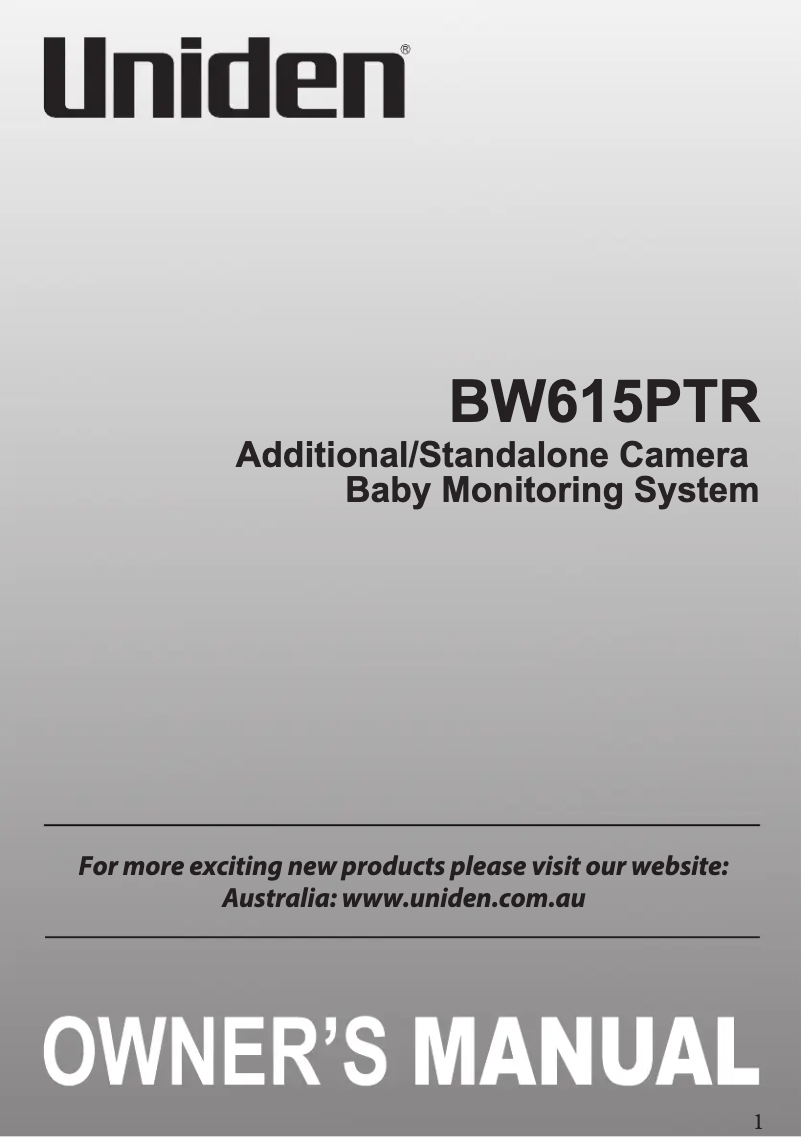First page image of the manual for BW615PTR