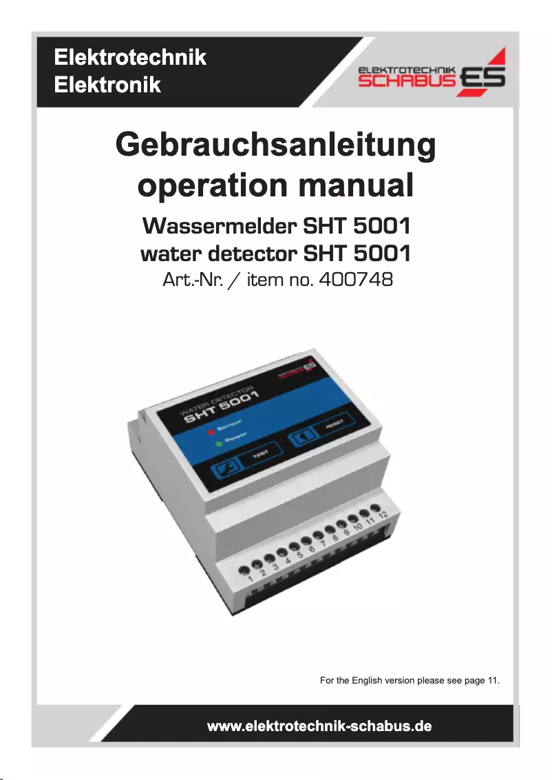 Page 1 of the manual User Manual Schabus SHT 5001