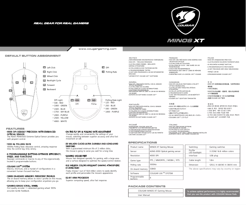 Page 1 of the manual User Manual Cougar Minos XT