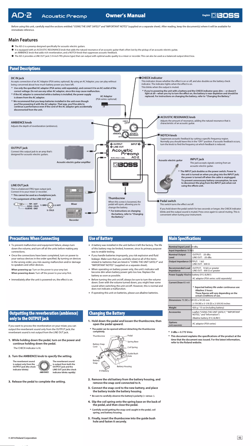 First page image of the manual for AD-2