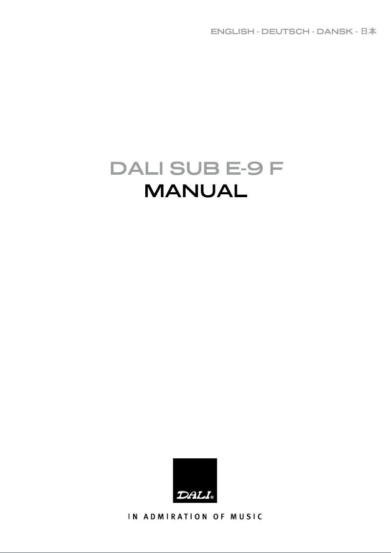 Page 1 de la notice Manuel utilisateur Dali SUB E-9 F