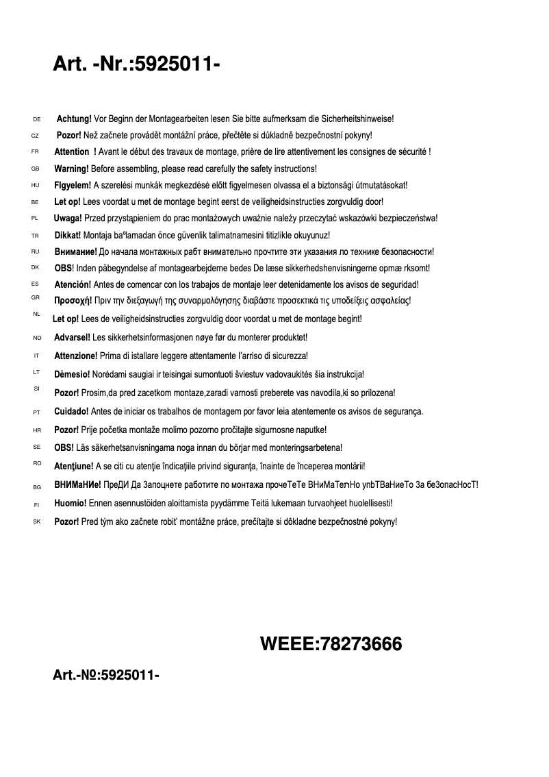 First page image of the manual for Henk 5925011-07