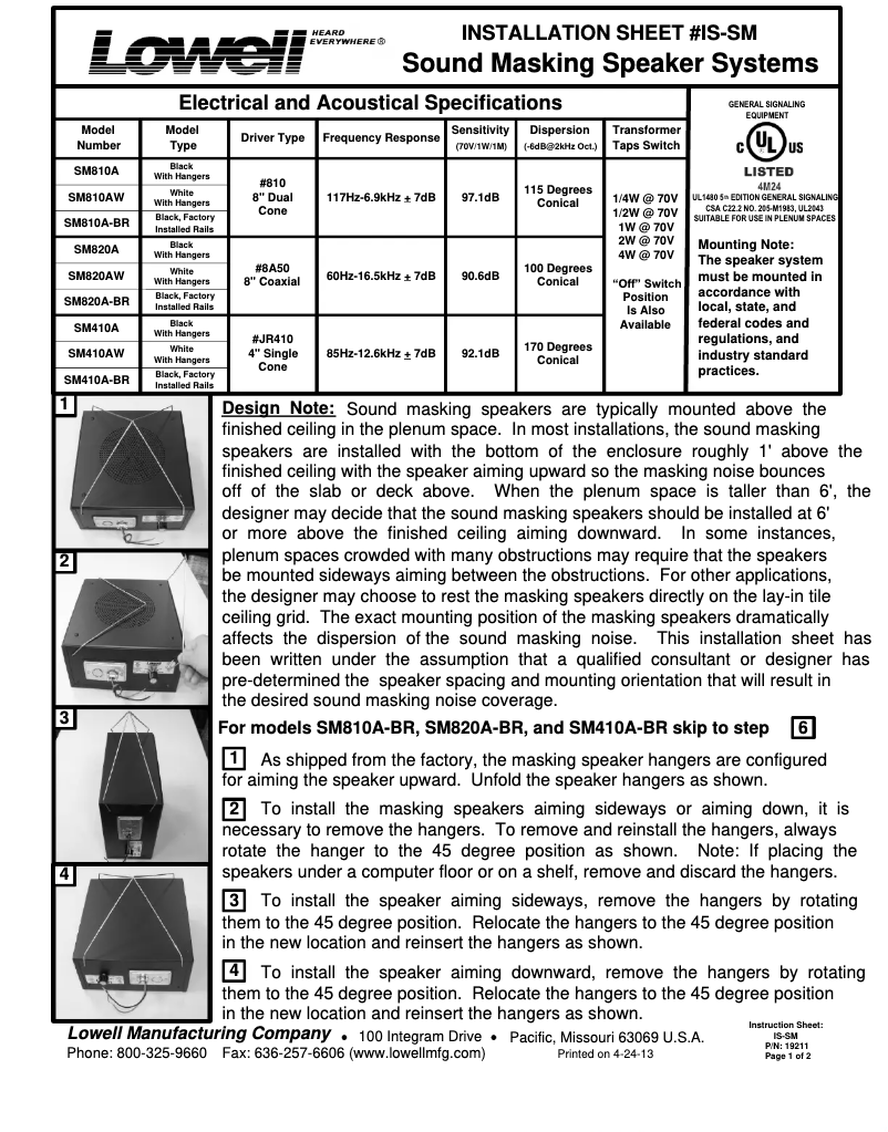 Page 1 of the manual User Manual Lowell SM810AW
