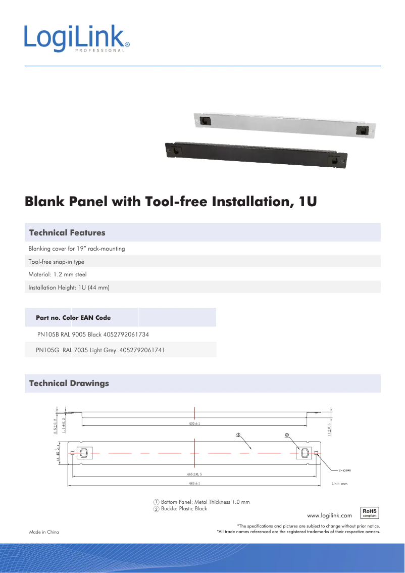 First page image of the manual for PN105G