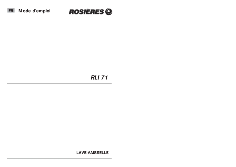 Page 1 of the manual User Manual Rosieres RLI 71 AV