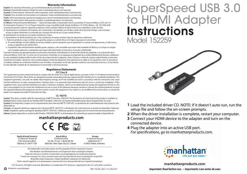 First page image of the manual for 152259