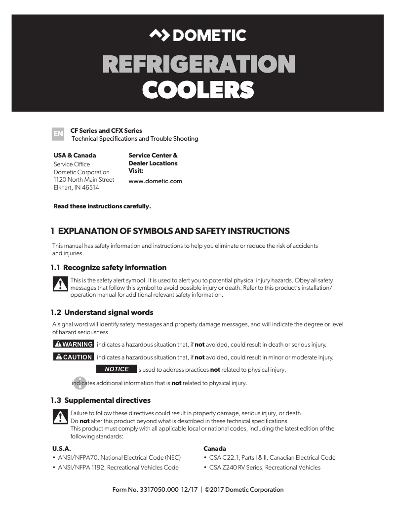 First page image of the manual for CF IC25
