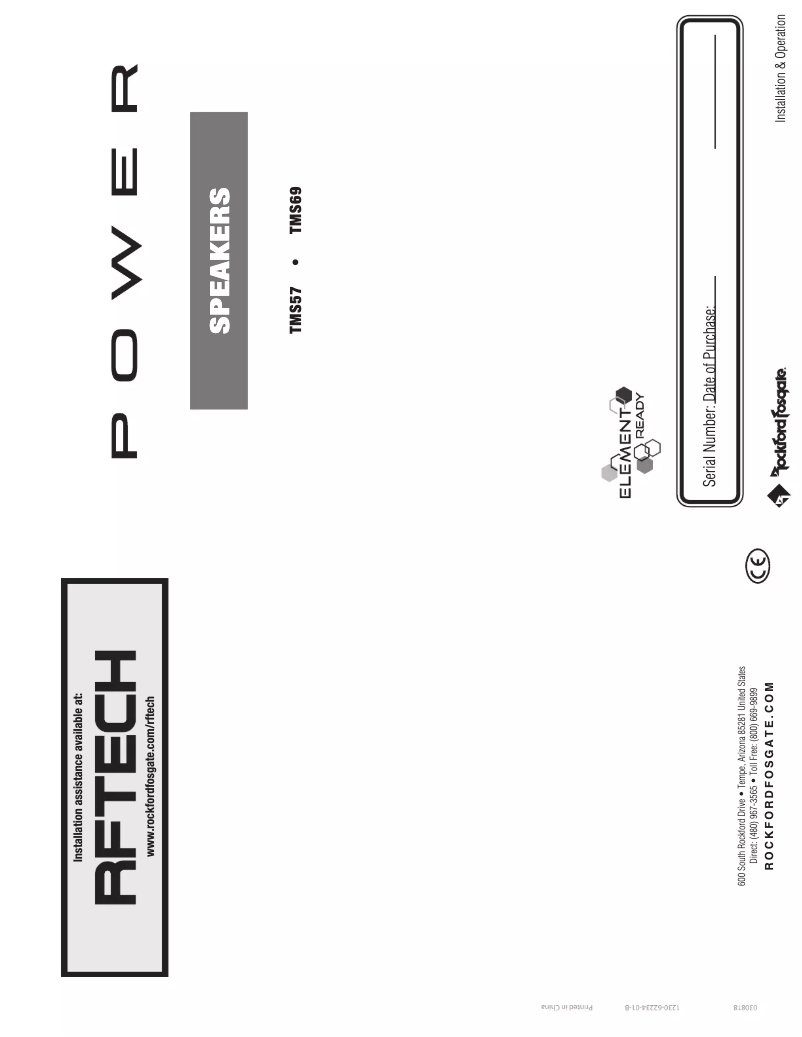 Page 1 de la notice Manuel utilisateur Rockford Fosgate Power TMS69BL14