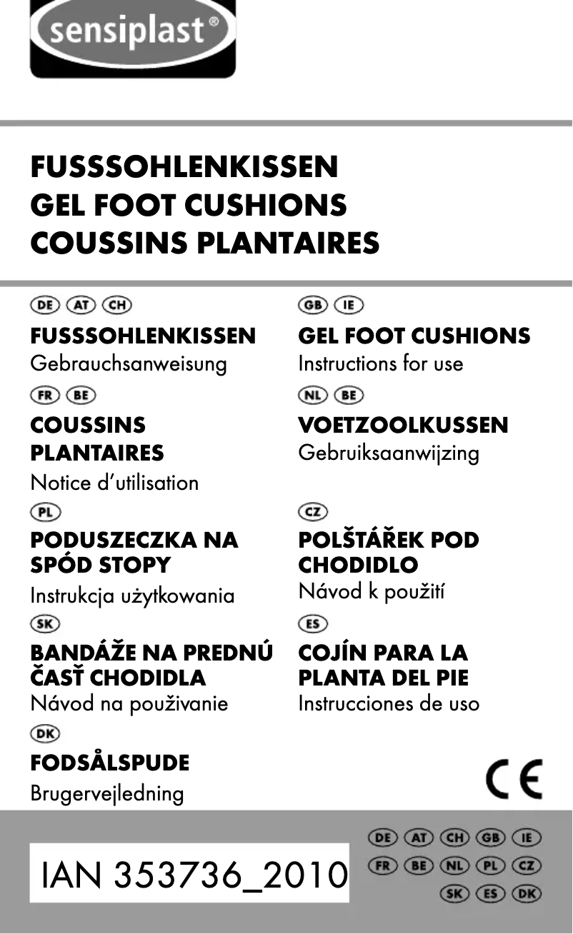 Page 1 of the manual User Manual Sensiplast IAN 353736