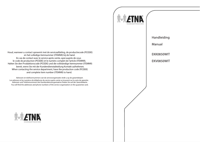 Page 1 of the manual User Manual Etna EKV0850