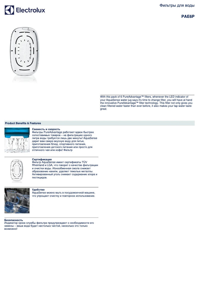 First page image of the manual for PAE6P