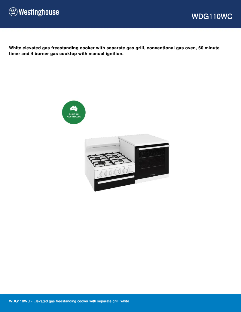 First page image of the manual for WDG110WC