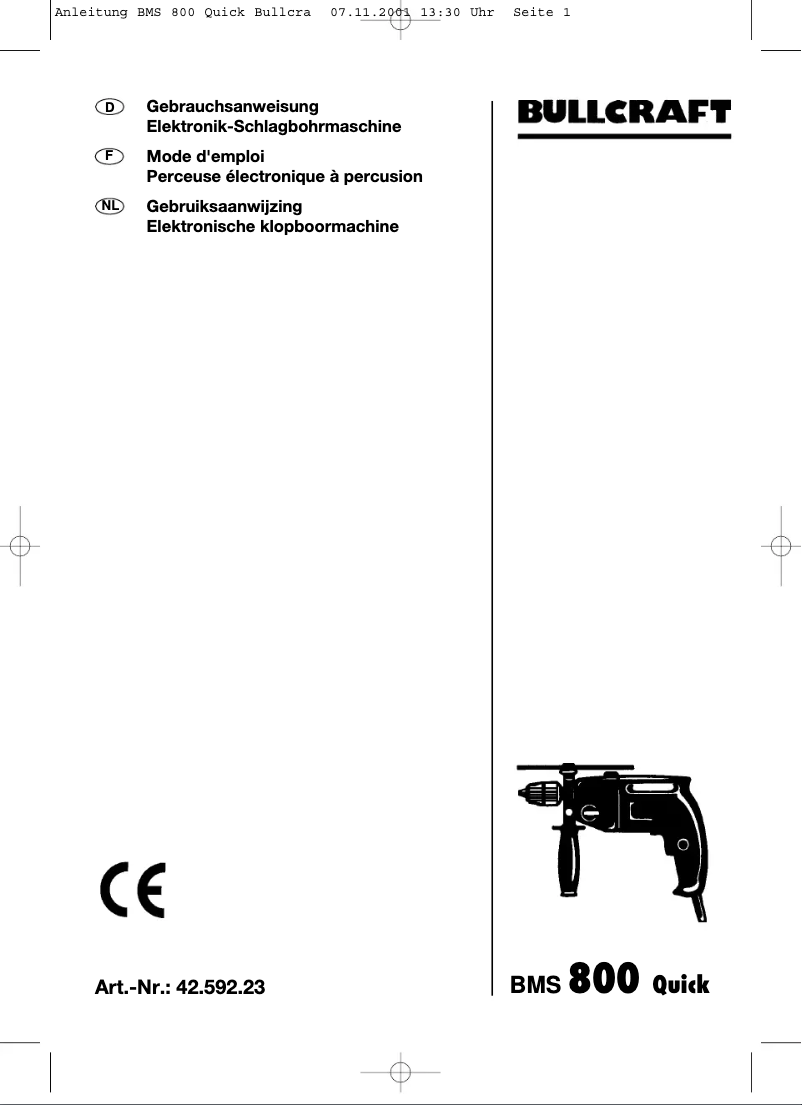 Page 1 of the manual User Manual Bullcraft BMS 800 Quick