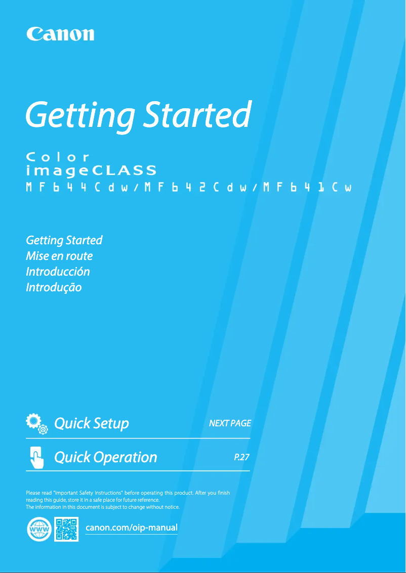 First page image of the manual for imageCLASS MF644Cdw