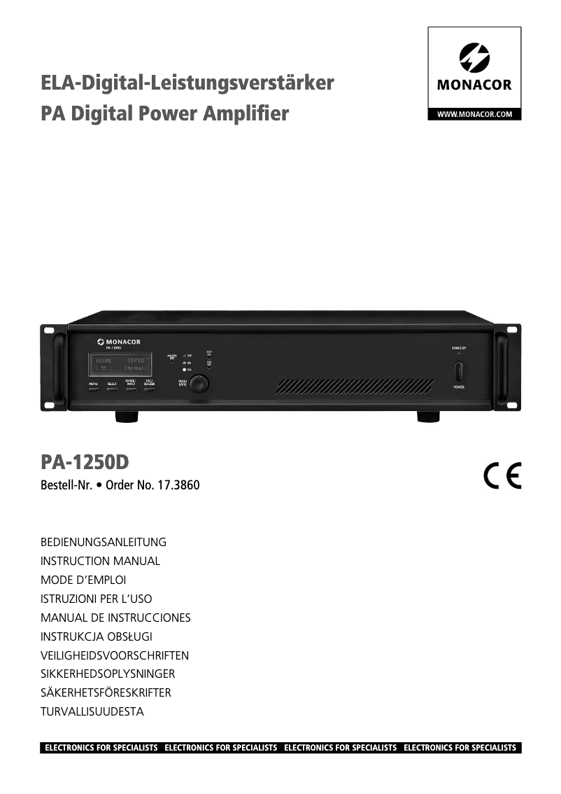 First page image of the manual for PA-1250D