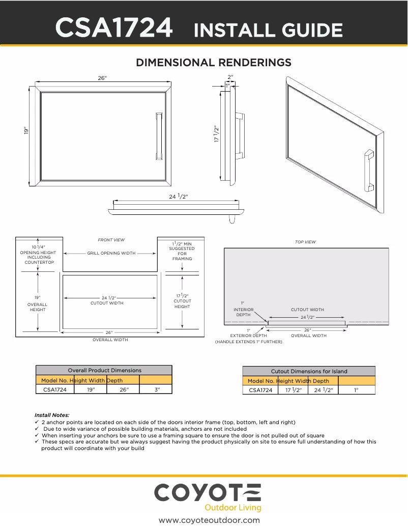 First page image of the manual for CSA1724