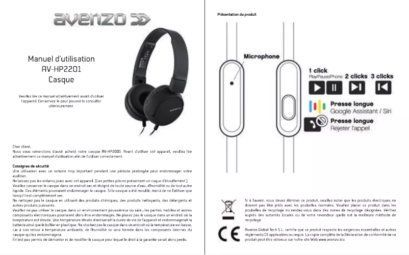 Page 1 of the manual User Manual Avenzo AV-HP2201
