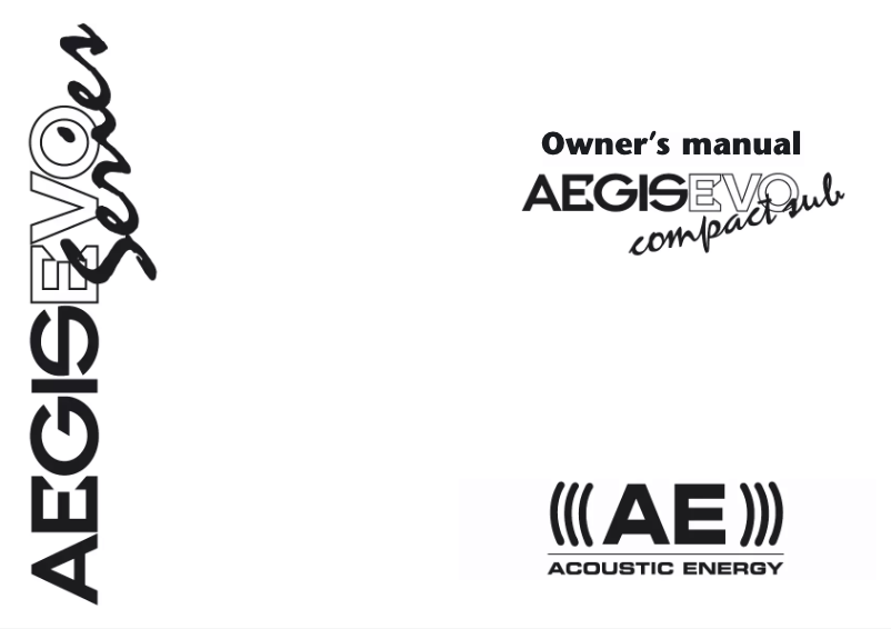 First page image of the manual for Aegis Evo Subwoofer
