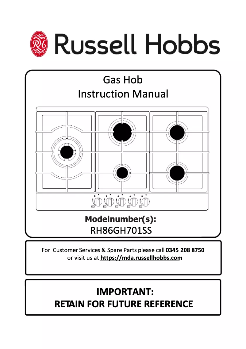 Page 1 of the manual User Manual Russell Hobbs RH86GH701SS