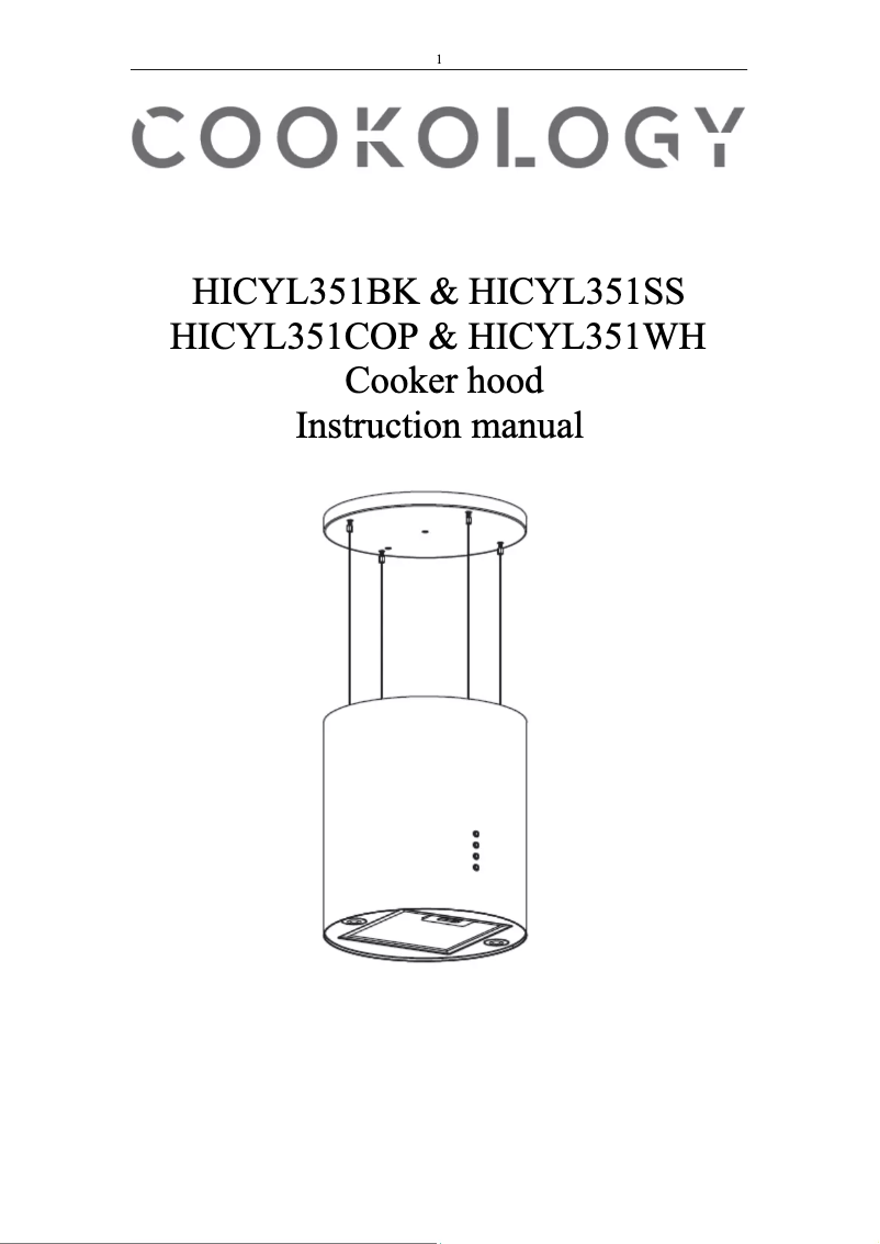 First page image of the manual for HICYL351BK