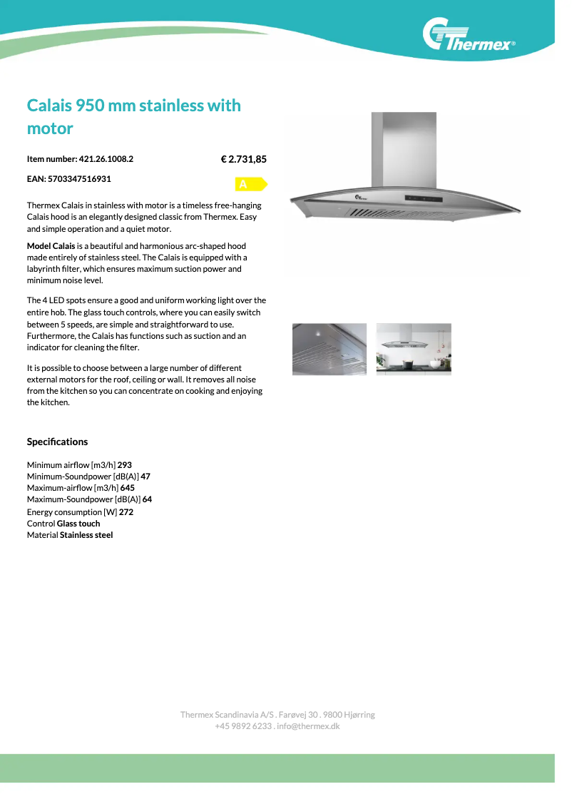 Page 1 of the manual User Manual Thermex Calais FH