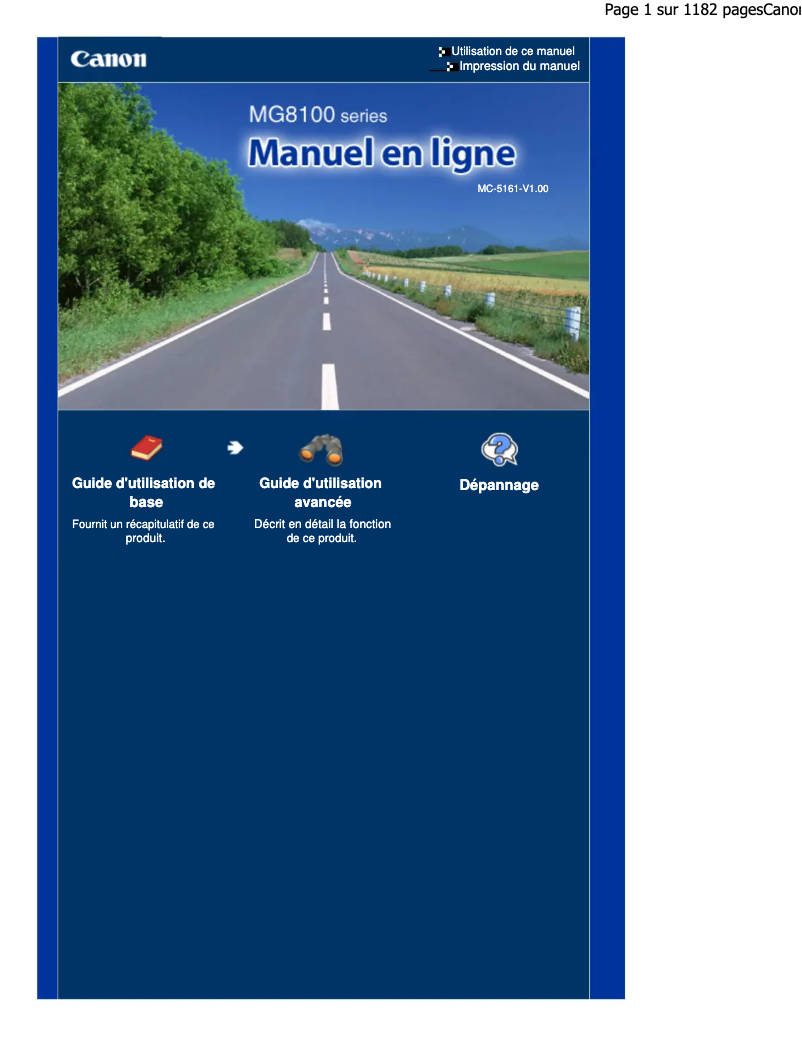 Page 1 of the manual User Manual Canon Pixma MG8150