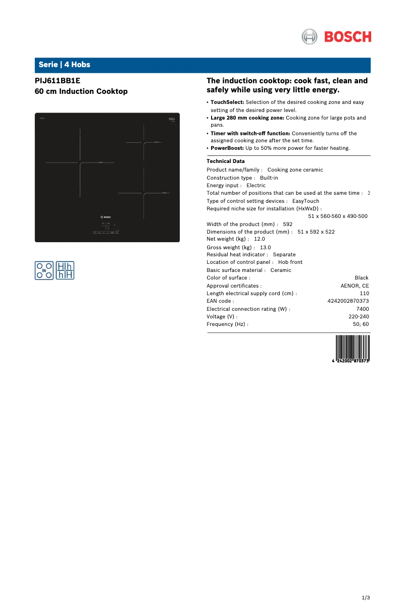 First page image of the manual for PIJ611BB1E