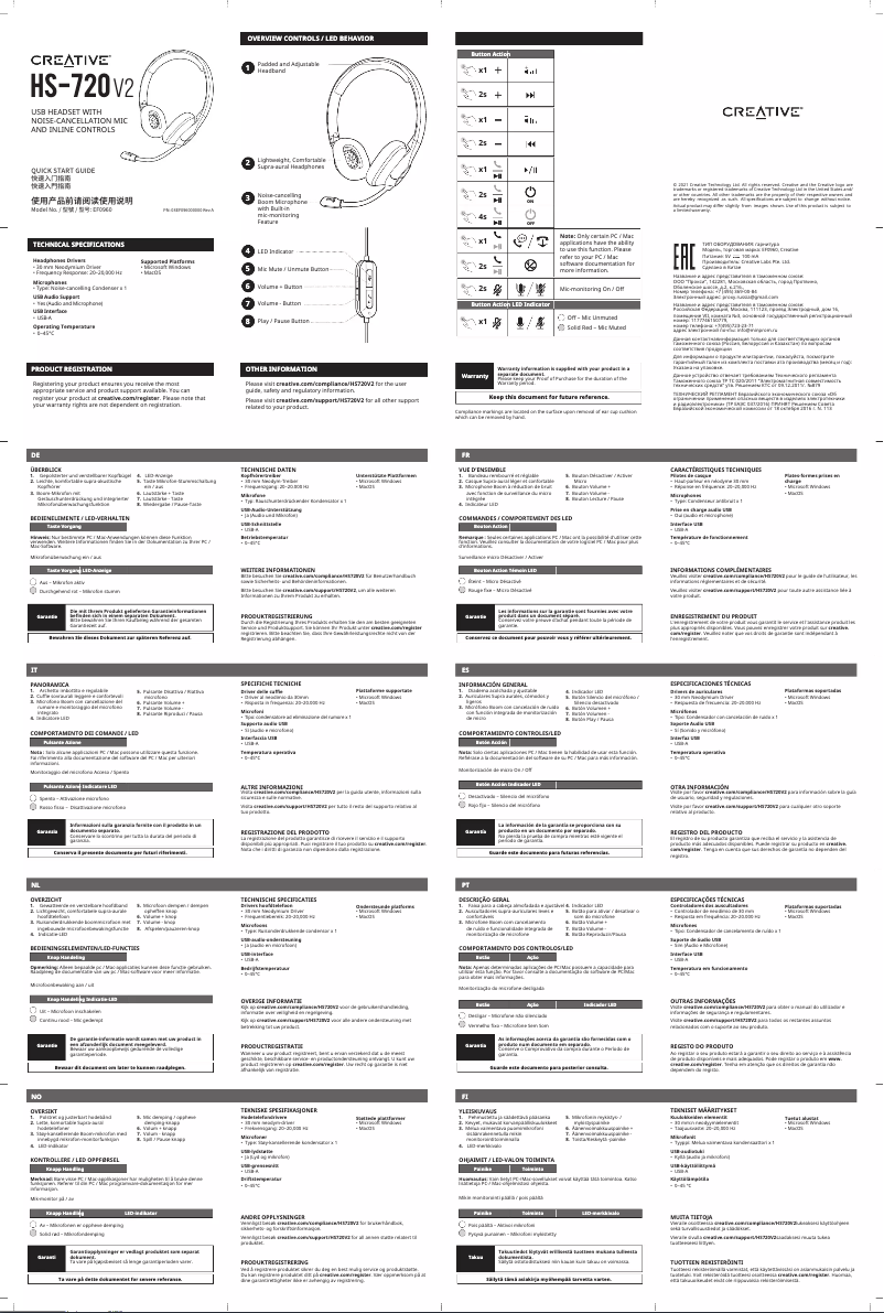 Page 1 of the manual User Manual Creative HS-720 V2