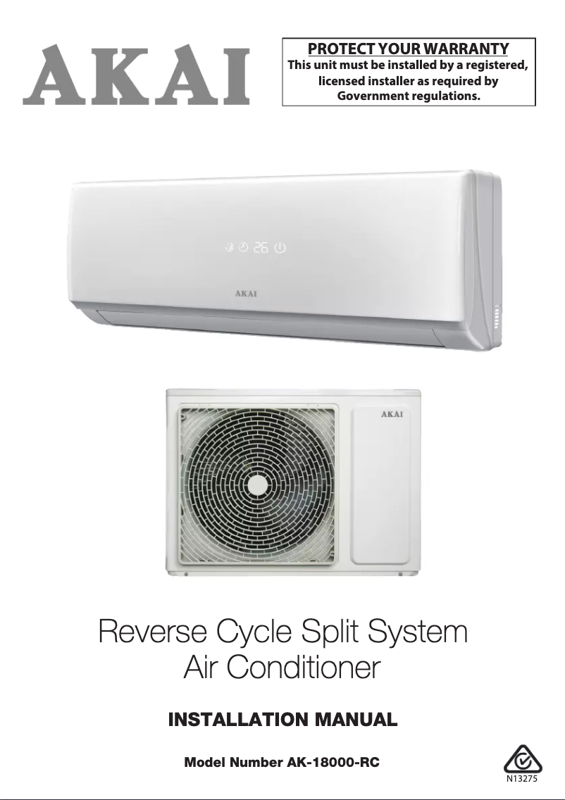 First page image of the manual for AK-18000-RC