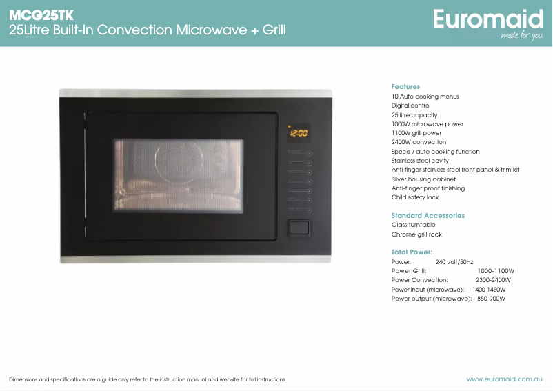 First page image of the manual for MCG25TK