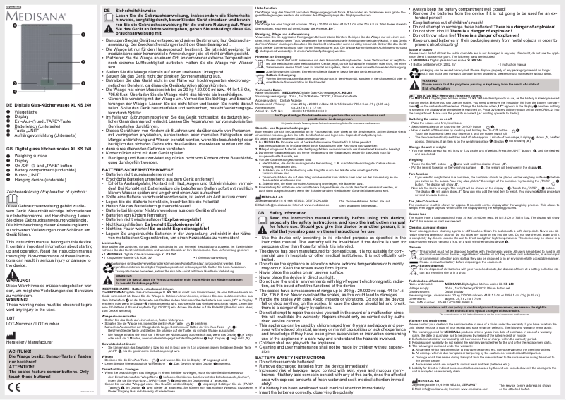 Page 1 of the manual User Manual Medisana KS 240
