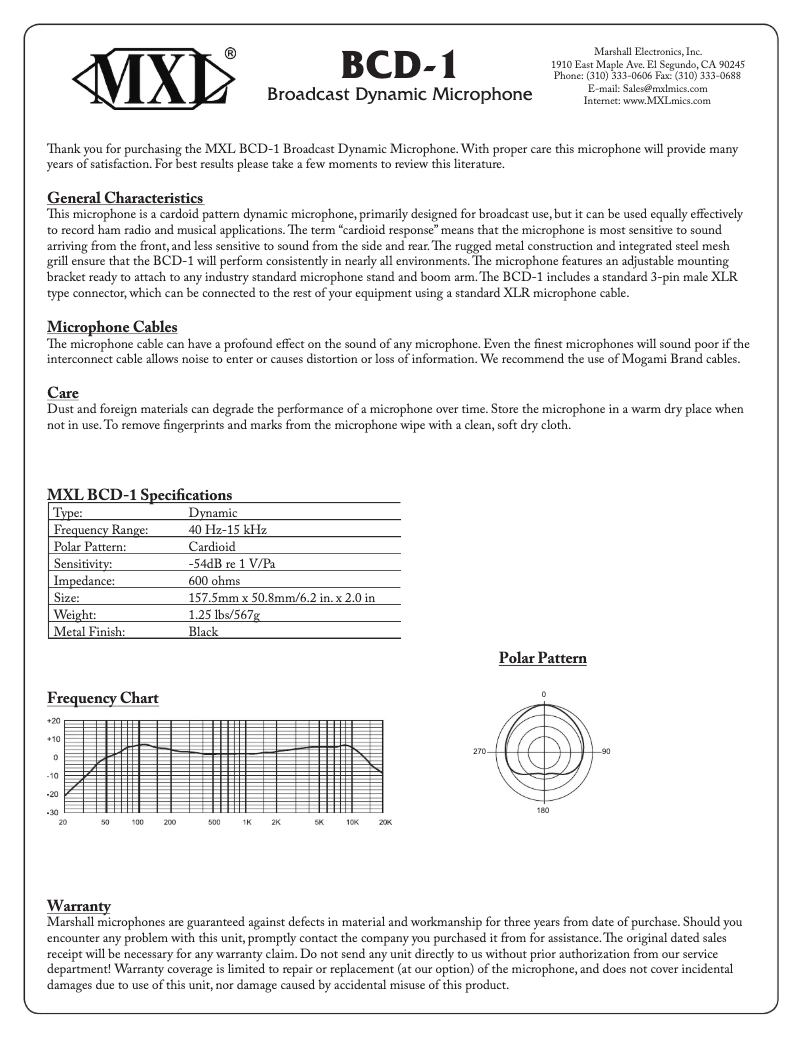 First page image of the manual for BCD-1
