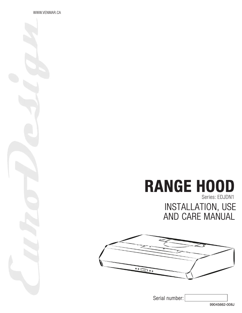 Page 1 of the manual Installation Guide Venmar EDJDN130WH