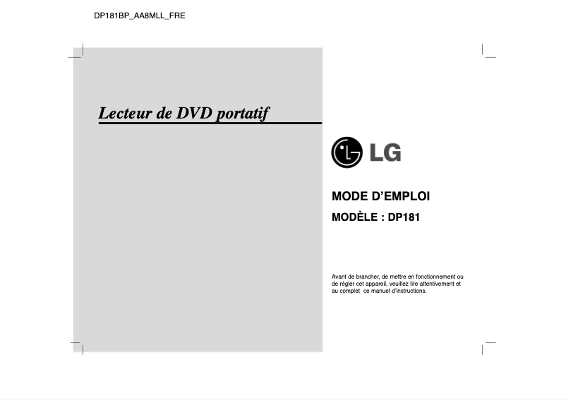 First page image of the manual for DP181BP