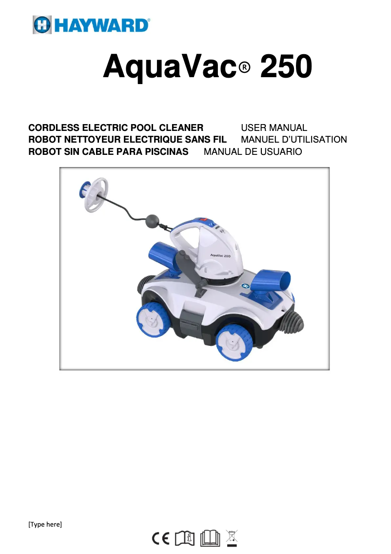 First page image of the manual for AquaVac 250