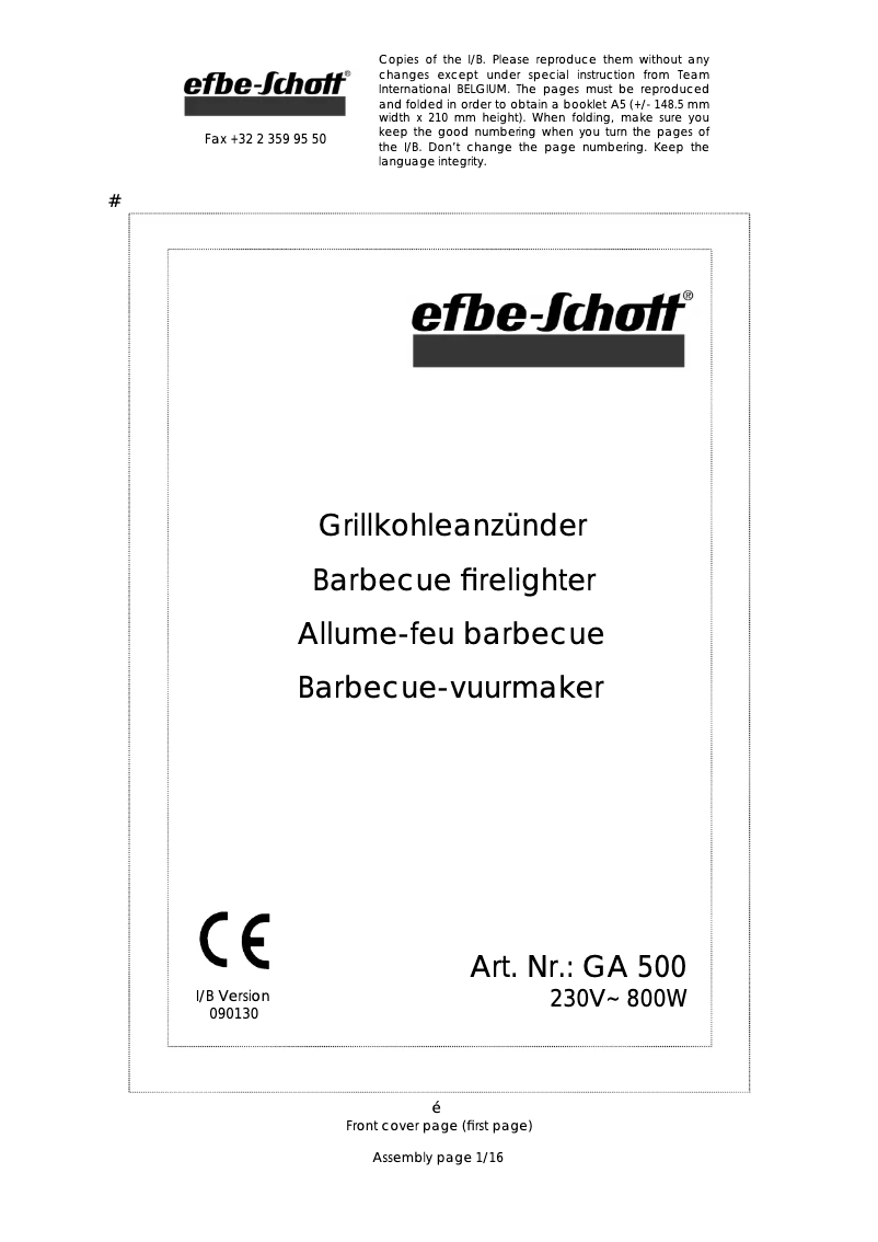 Image de la première page du manuel de l'appareil GA 500