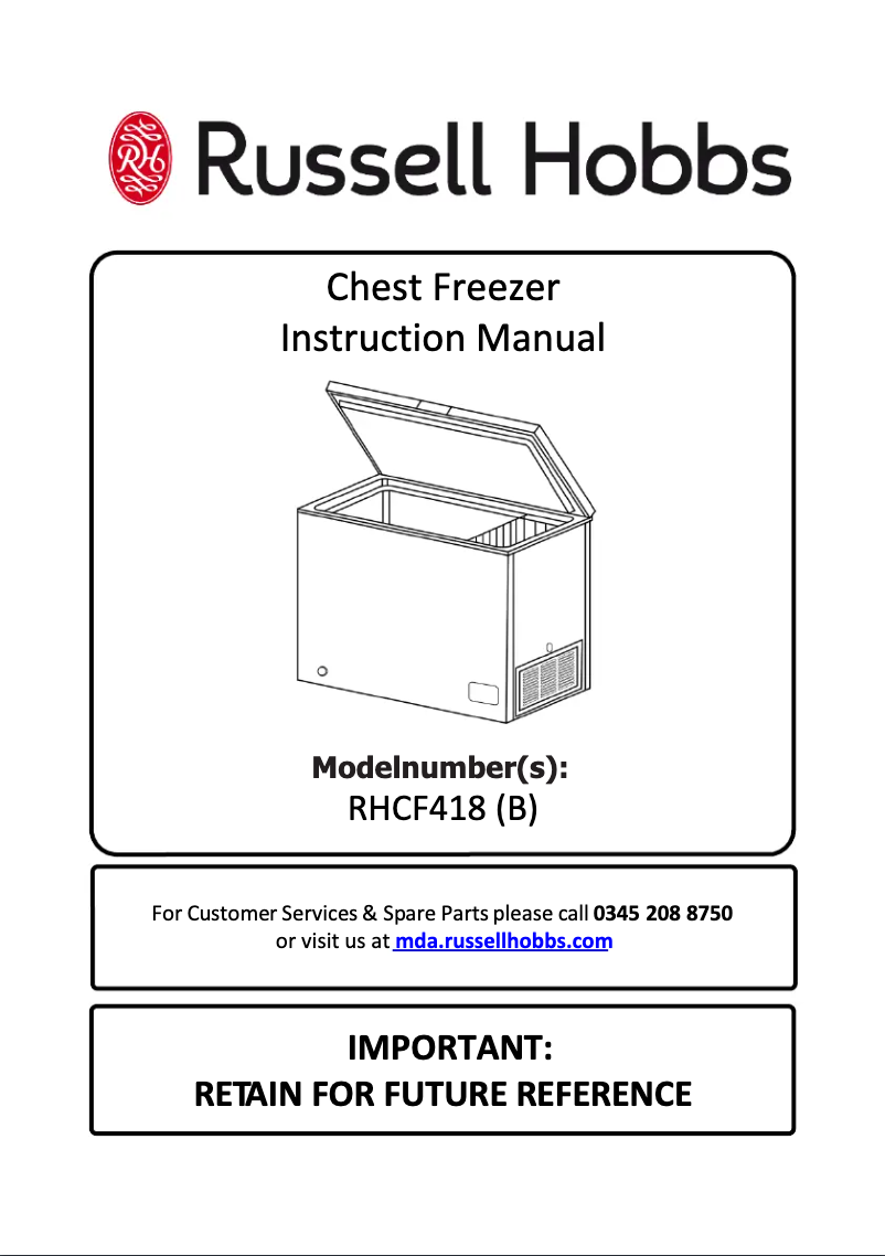 First page image of the manual for RHCF418