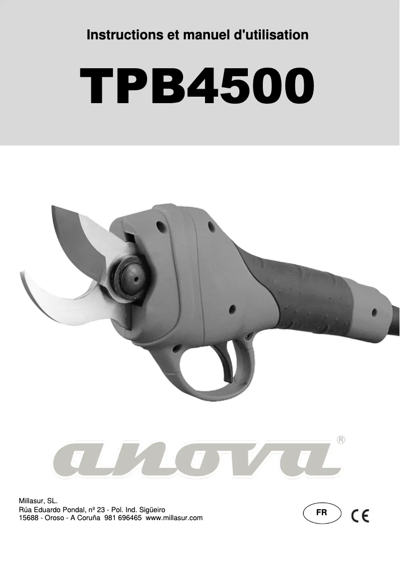 Page 1 of the manual User Manual Anova TPB4500