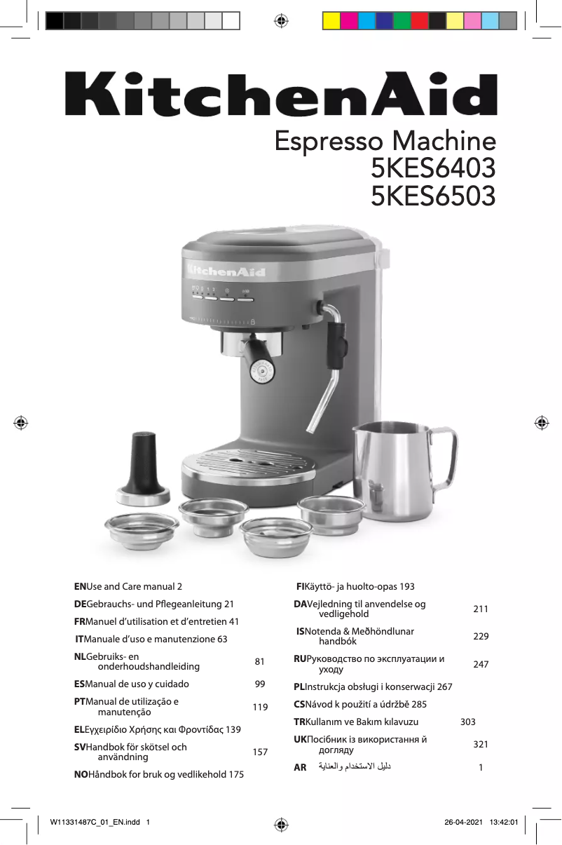 Page 1 of the manual User Manual KitchenAid Artisan KES6503