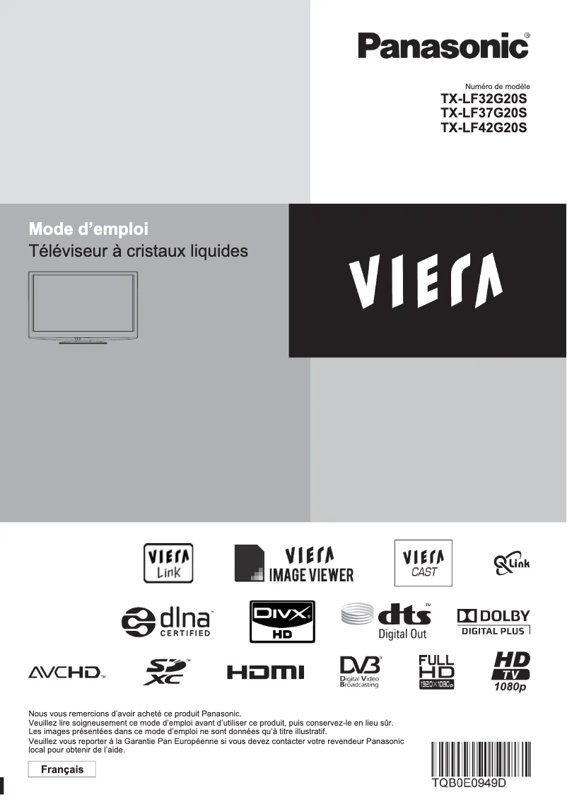 Page 1 of the manual User Manual Panasonic Viera TX-LF42G20S