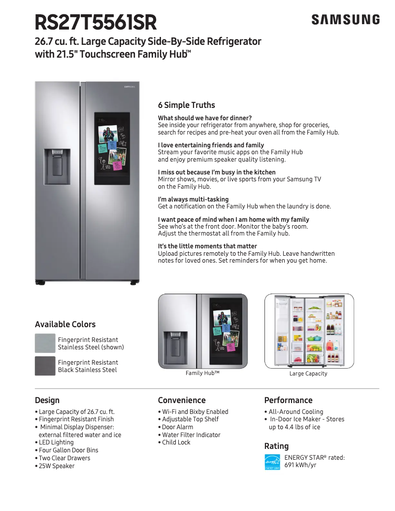First page image of the manual for RS27T5561SG