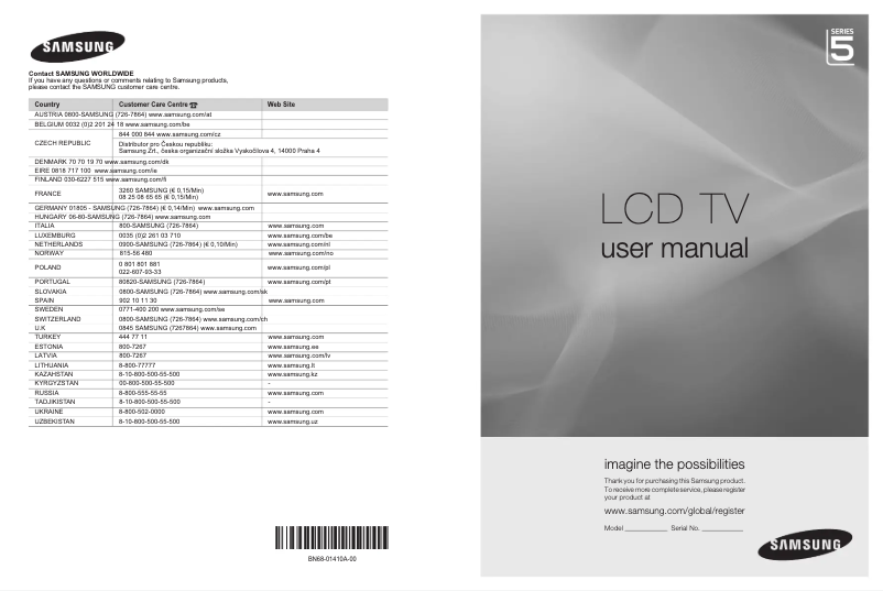 Page 1 of the manual User Manual Samsung LE-46B550A5WXXN
