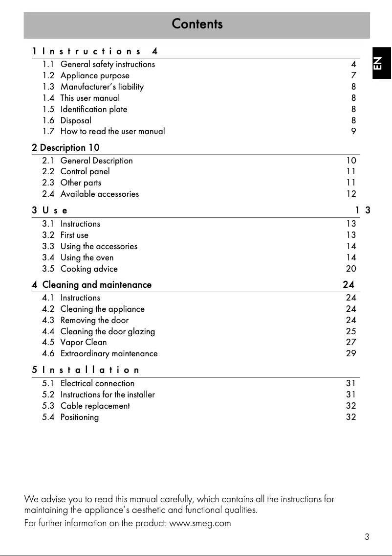 Page 1 of the manual User Manual Smeg SFRA9300TN