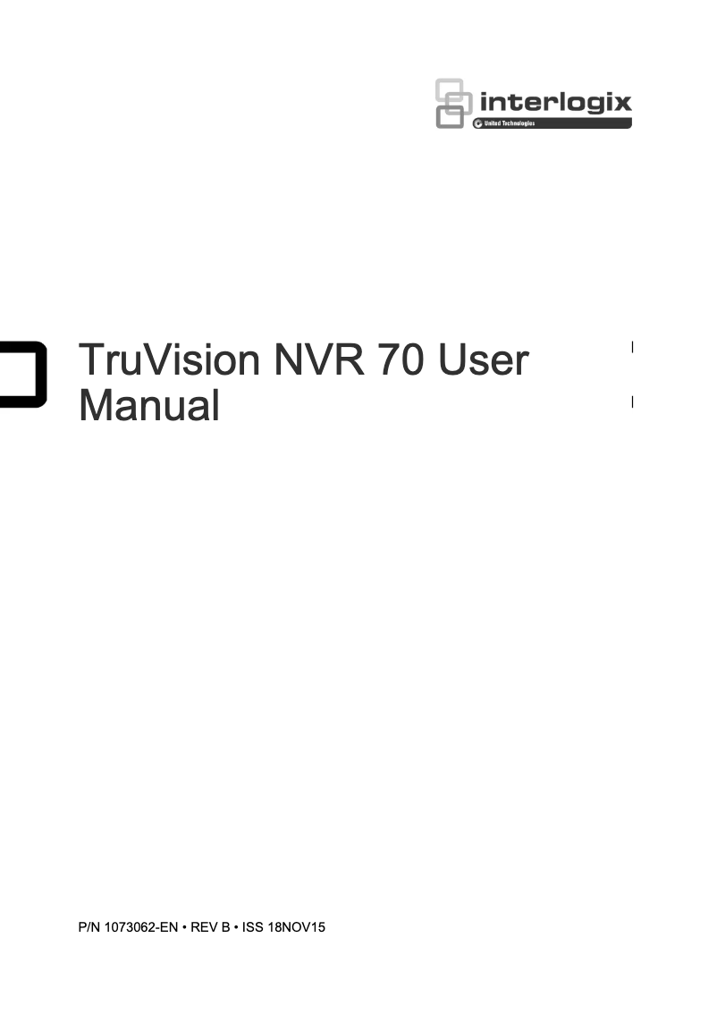Page 1 of the manual User Manual Interlogix TruVision TVN-7001R