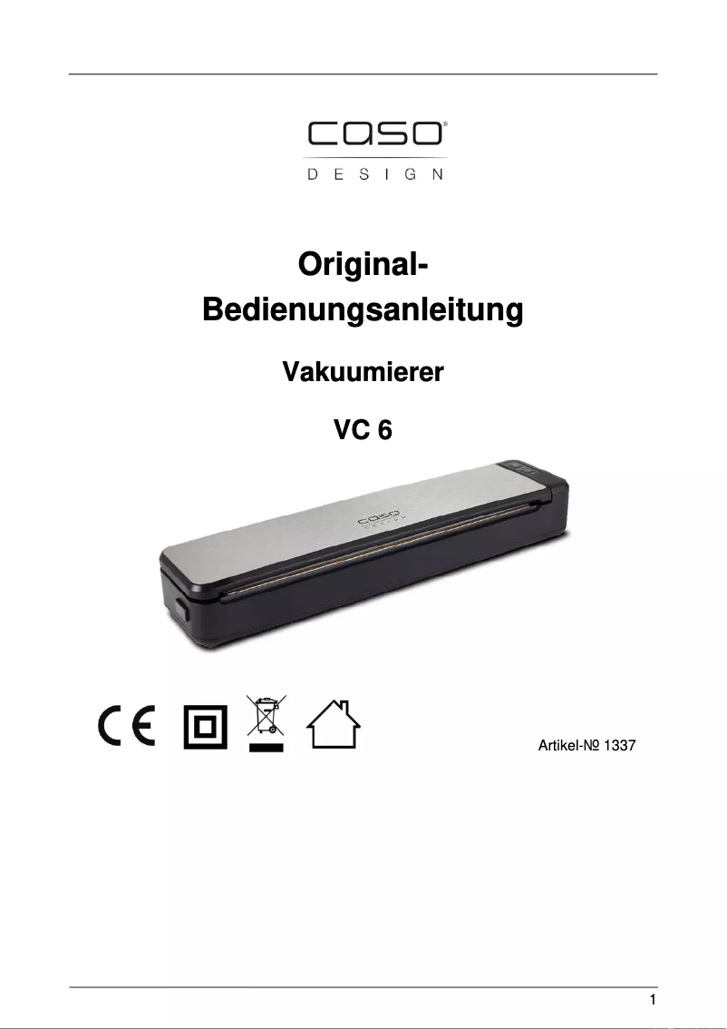 Page 1 of the manual User Manual Caso VC 6