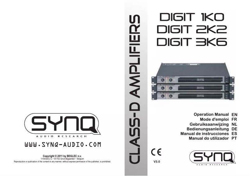 Page 1 de la notice Manuel utilisateur SynQ DIGIT 2K2