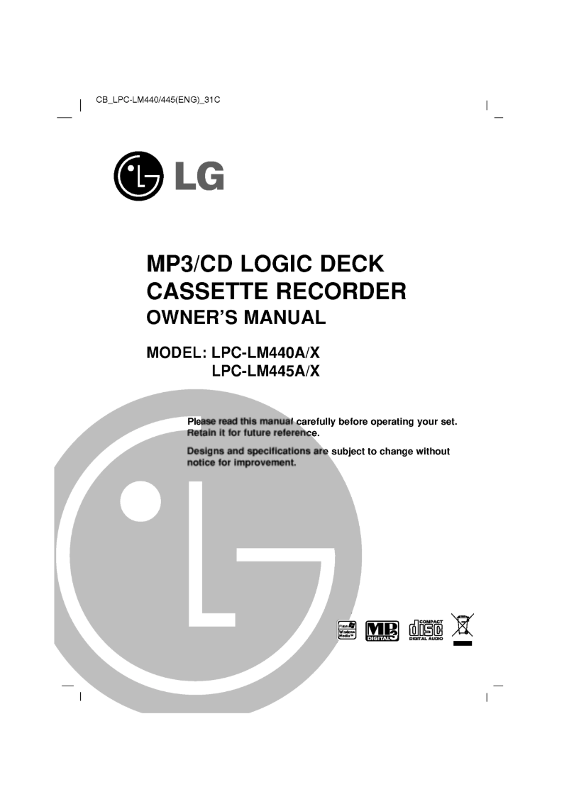 First page image of the manual for LPC-LM445X