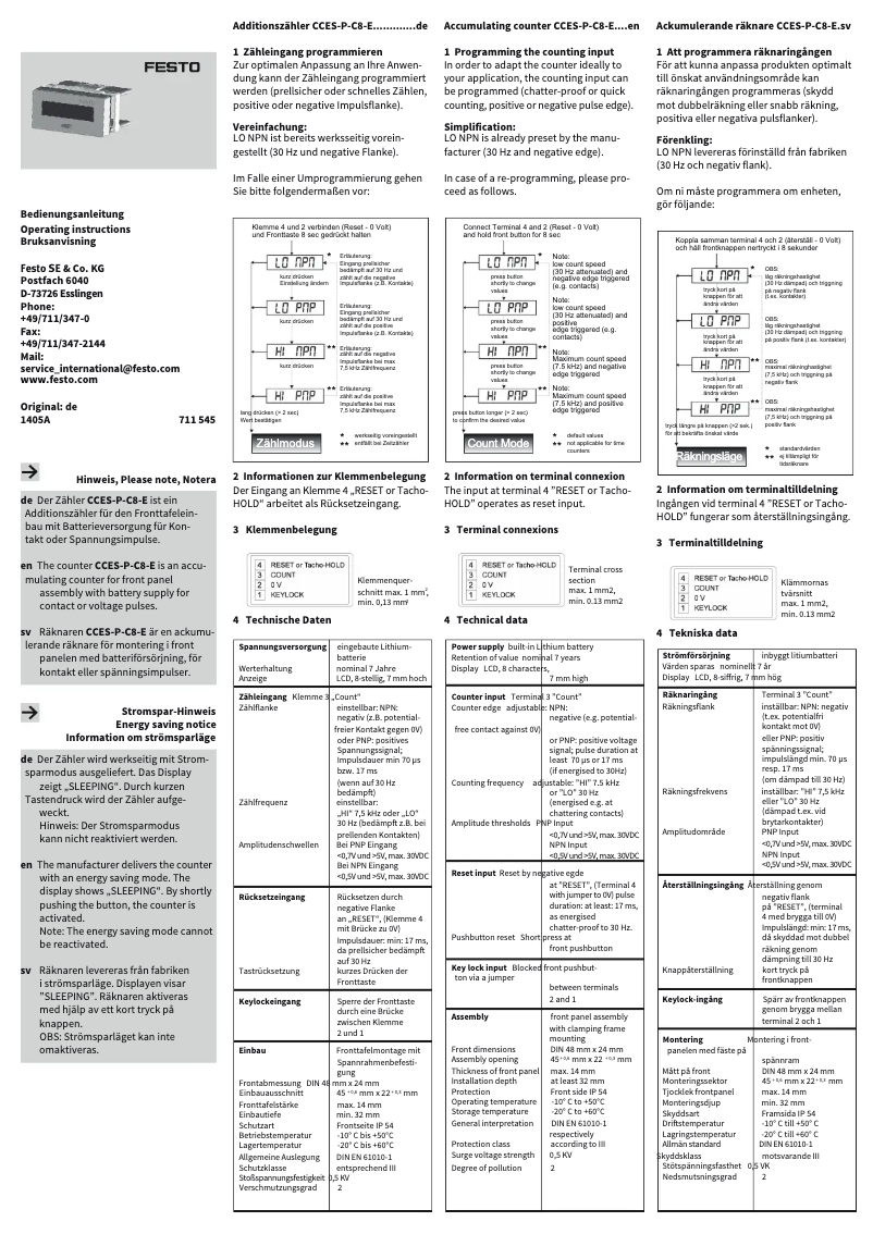 Page 1 of the manual User Manual Festo CCES-P-C8-E