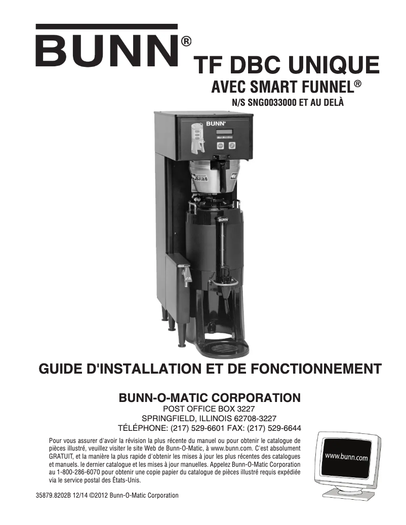 First page image of the manual for Single TF DBC