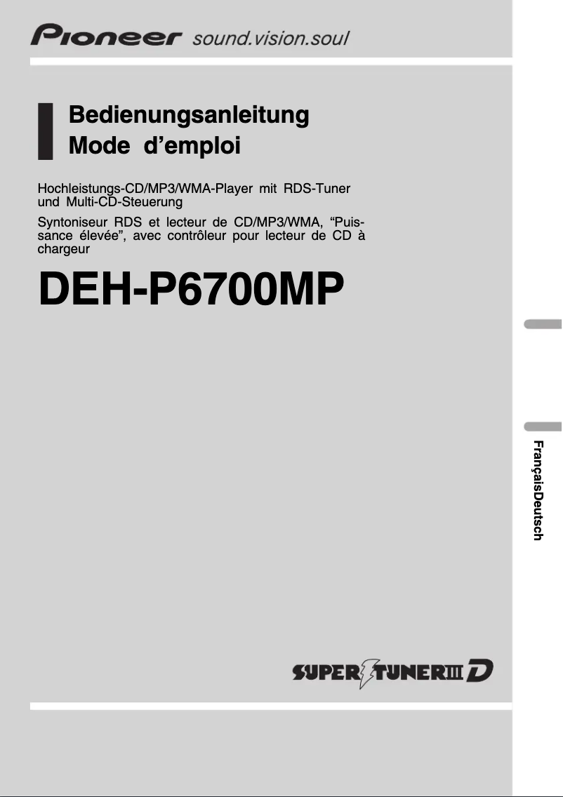 Page 1 of the manual User Manual Pioneer DEH-P6700MP